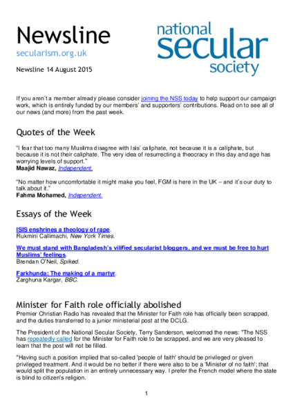 Newsline 14 August 2015