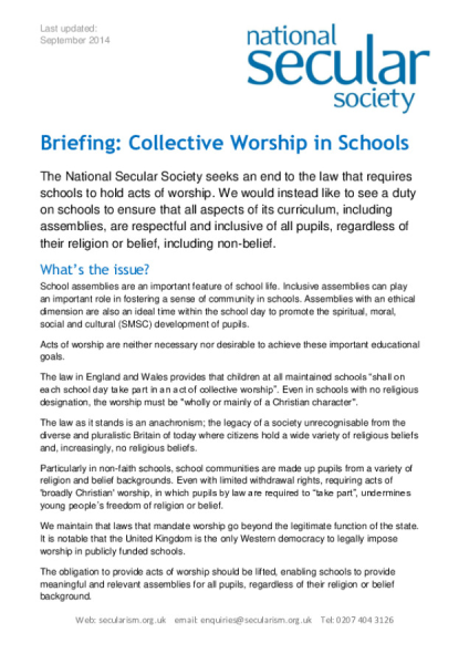 Collective Worship Briefing