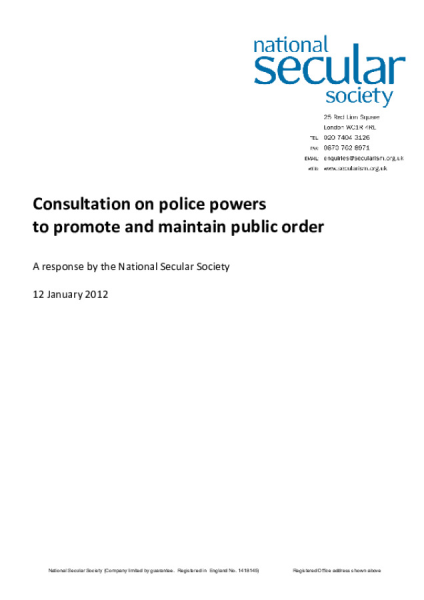 NSS Response To The Police Powers (Section 5) Consultation