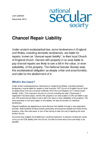 Chancel Repair Liability Briefing