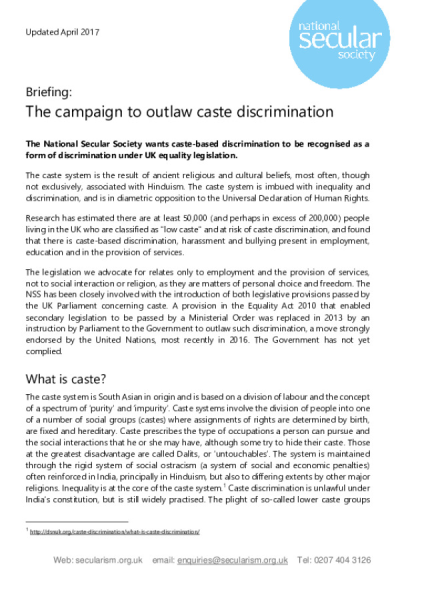 Caste Discrimination Briefing