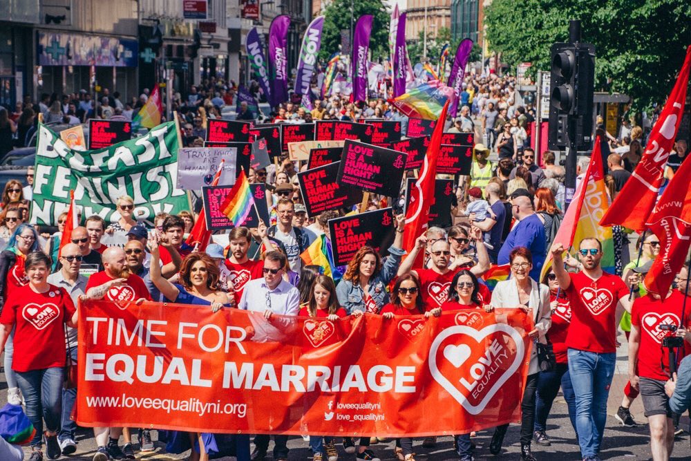 Thousands march for marriage equality in NI