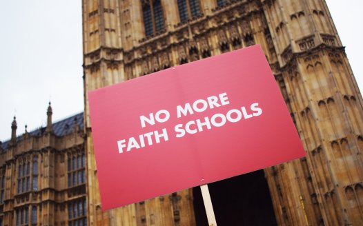 No More Faith Schools placard