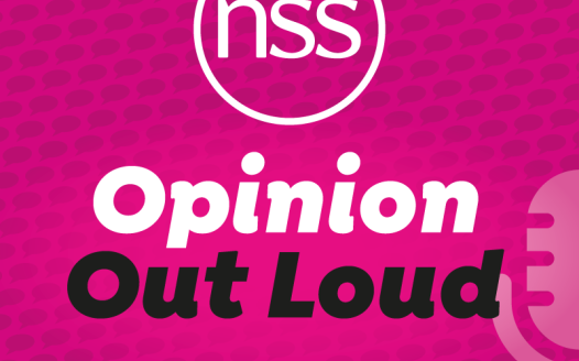 Opinion Out Loud pink microphone graphic