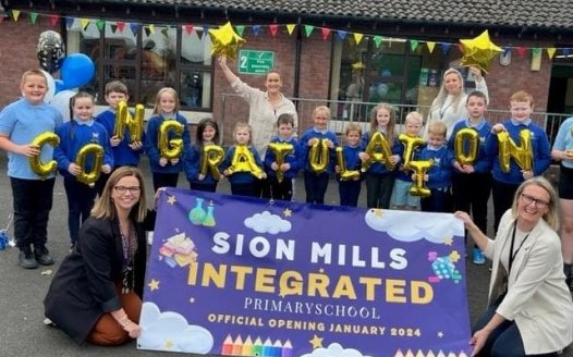 Sion Mills Primary School celebrating transformation to integrated education status