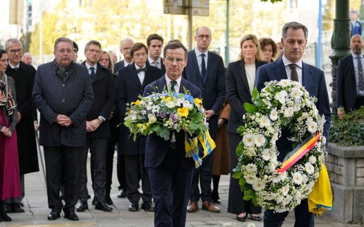 Sweden's PM in Brussels for commemoration, as Islamic State claims football fans deaths