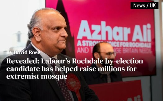  Labour’s Rochdale by-election candidate has helped raise millions for extremist mosque