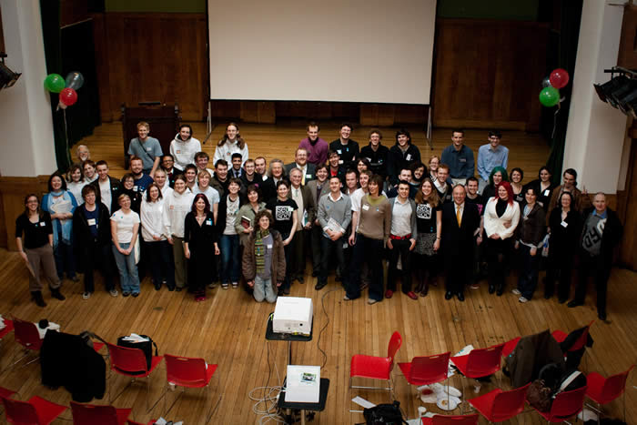 Secular students and campaigners at the AHS launch, 2009.